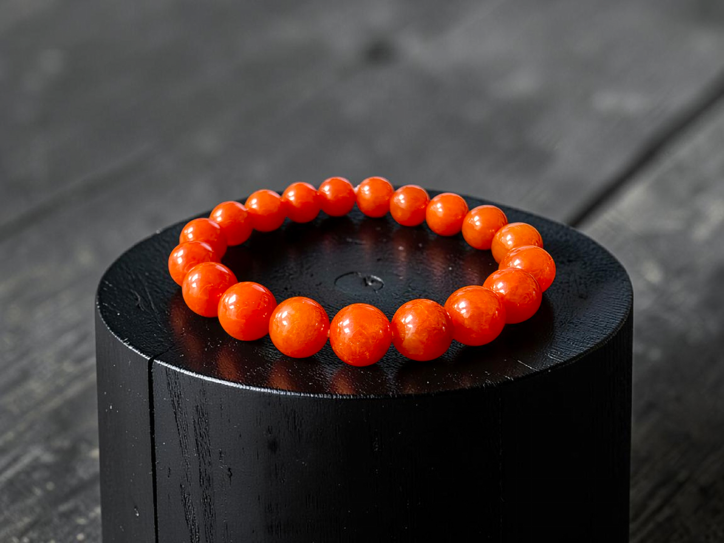 Imperial Japanese Red Burmese A-Jade Beaded Bracelet (MADE IN JAPAN) (10 mm Each x 19 beads) - Certified 05067