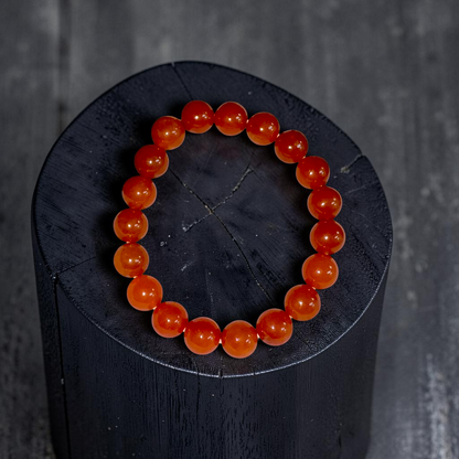 Imperial Japanese Red Burmese A-Jade Beaded Bracelet (MADE IN JAPAN) (10 mm Each x 19 beads) - Certified 05067