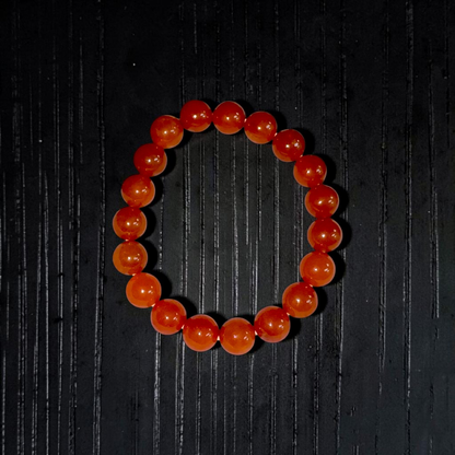 Imperial Japanese Red Burmese A-Jade Beaded Bracelet (MADE IN JAPAN) (10 mm Each x 19 beads) - Certified 05067