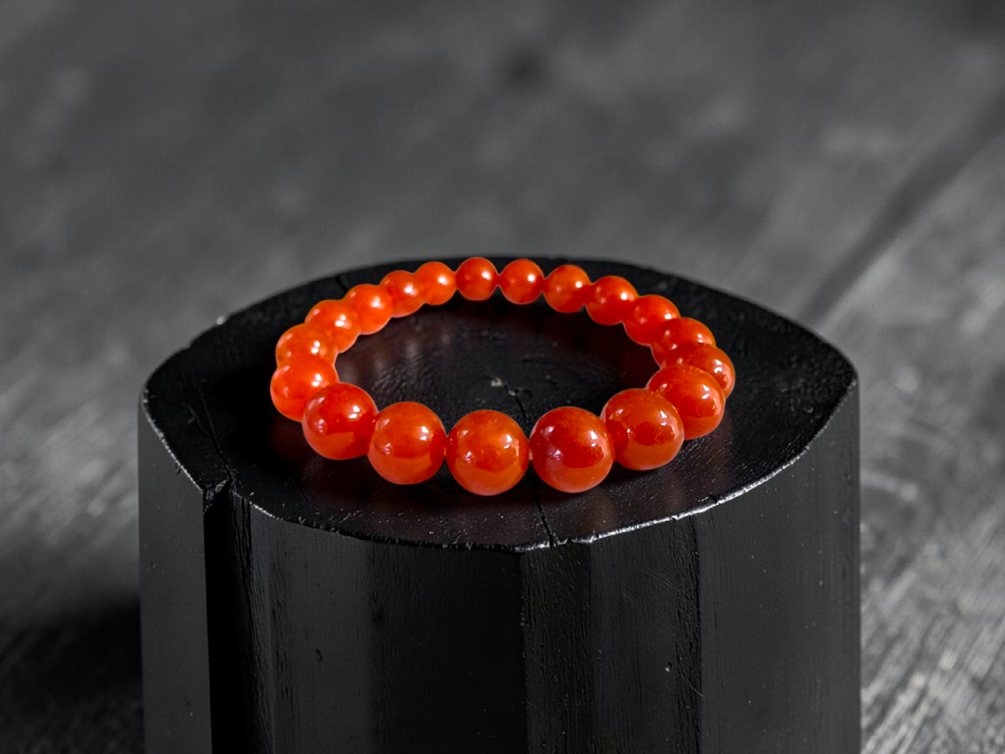 Imperial Japanese Red Burmese A-Jade Beaded Bracelet (MADE IN JAPAN) (10 mm Each x 19 beads) - Certified 05067