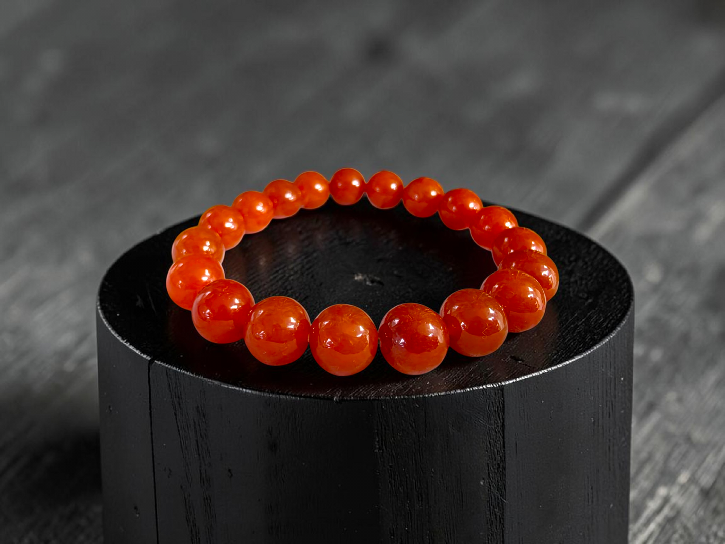 Imperial Japanese Red Burmese A-Jade Beaded Bracelet (MADE IN JAPAN) (10 mm Each x 19 beads) - Certified 05067