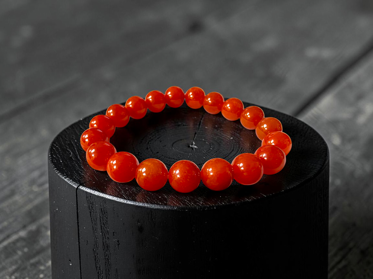Imperial Japanese Red Burmese A-Jade Beaded Bracelet (MADE IN JAPAN) (10 mm Each x 19 beads) - Certified 05067