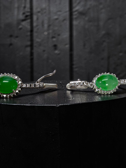 Ginza (MADE IN JAPAN) Burmese A-Jadeite Necklace (with 18K White Gold and White Diamonds) - Certified