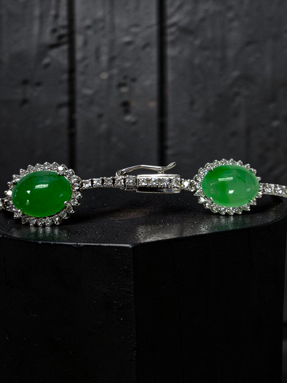 Ginza (MADE IN JAPAN) Burmese A-Jadeite Necklace (with 18K White Gold and White Diamonds) - Certified