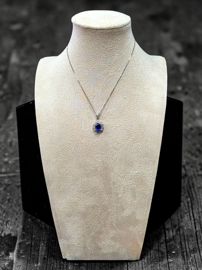 Kazuno 2.19cts. Made in JAPAN Natural No Heat Sri Lankan Royal Vivid Blue Sapphire Pendant (with PT900 and Natural Diamonds) - GIA Certified