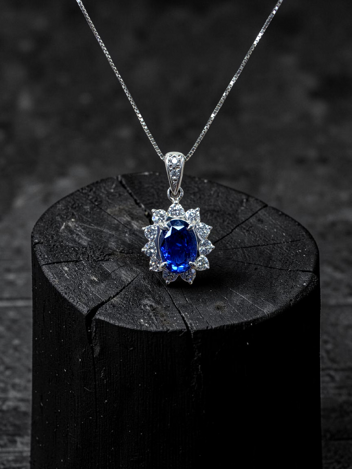 Kazuno 2.19cts. Made in JAPAN Natural No Heat Sri Lankan Royal Vivid Blue Sapphire Pendant (with PT900 and Natural Diamonds) - GIA Certified