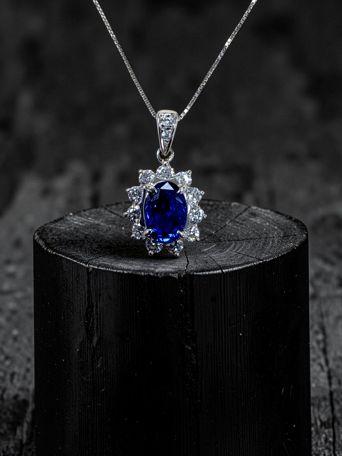 Kazuno 2.19cts. Made in JAPAN Natural No Heat Sri Lankan Royal Vivid Blue Sapphire Pendant (with PT900 and Natural Diamonds) - GIA Certified