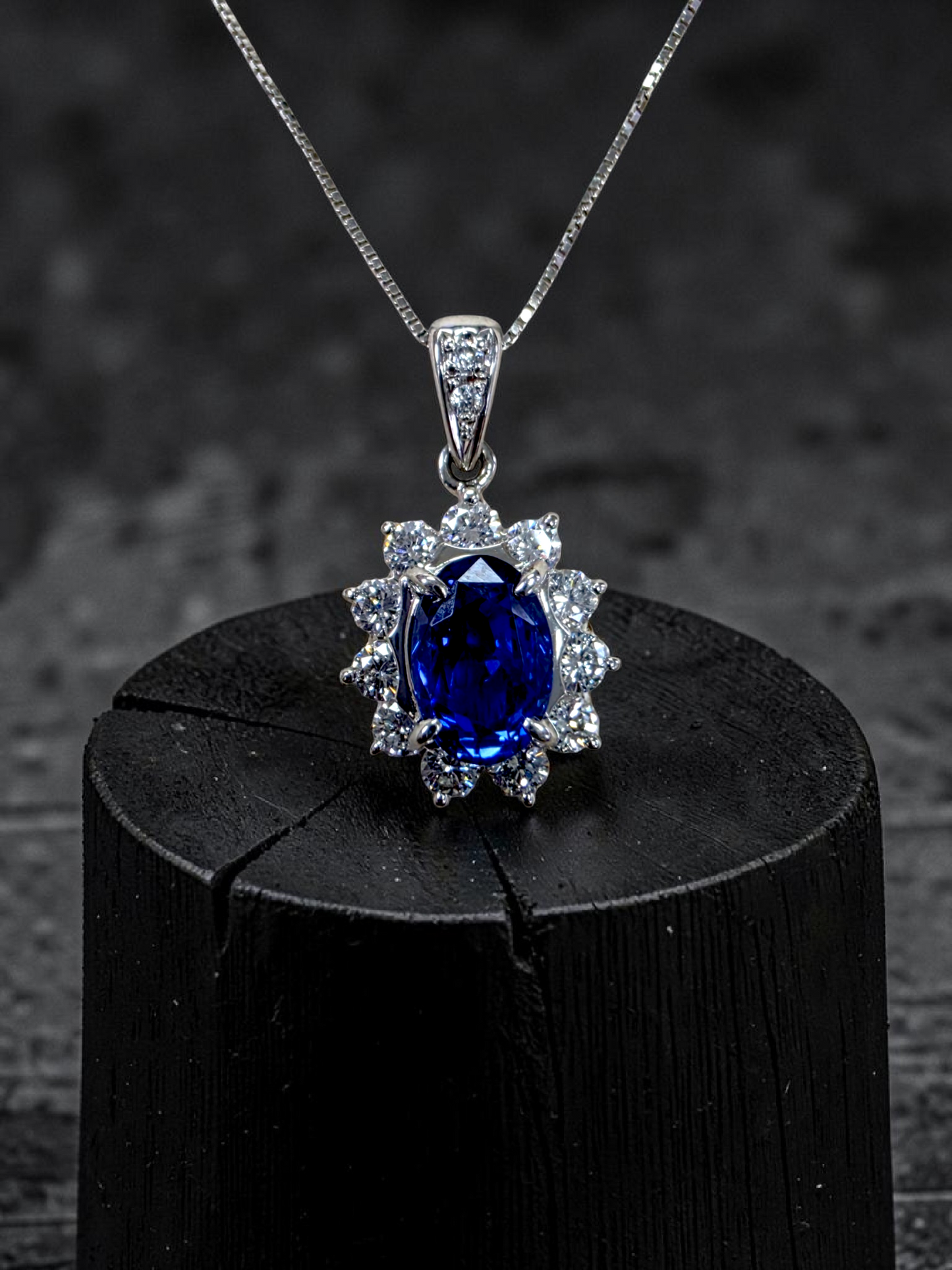 Kazuno 2.19cts. Made in JAPAN Natural No Heat Sri Lankan Royal Vivid Blue Sapphire Pendant (with PT900 and Natural Diamonds) - GIA Certified
