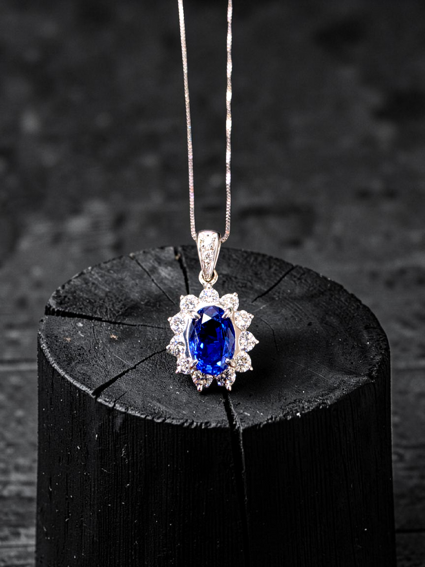 Kazuno 2.19cts. Made in JAPAN Natural No Heat Sri Lankan Royal Vivid Blue Sapphire Pendant (with PT900 and Natural Diamonds) - GIA Certified