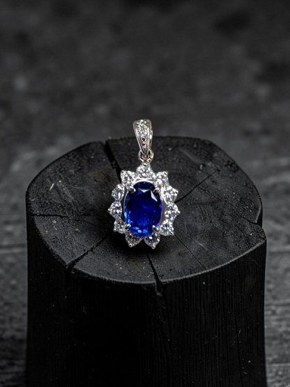 Kazuno 2.19cts. Made in JAPAN Natural No Heat Sri Lankan Royal Vivid Blue Sapphire Pendant (with PT900 and Natural Diamonds) - GIA Certified