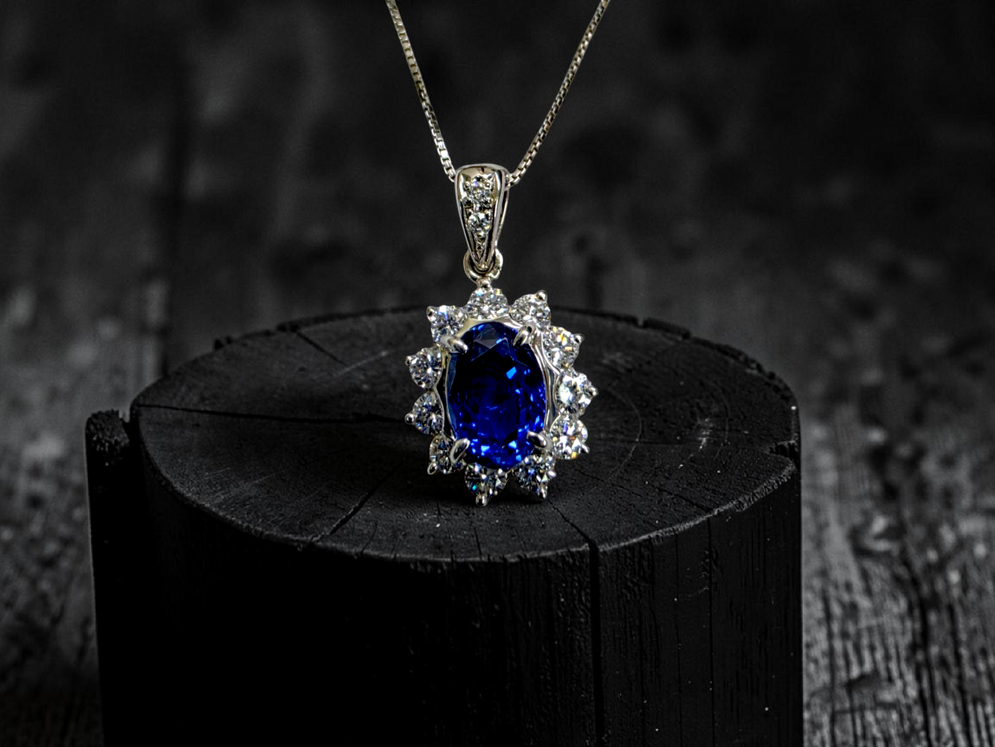 Kazuno 2.19cts. Made in JAPAN Natural No Heat Sri Lankan Royal Vivid Blue Sapphire Pendant (with PT900 and Natural Diamonds) - GIA Certified