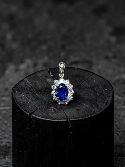 Kazuno 2.19cts. Made in JAPAN Natural No Heat Sri Lankan Royal Vivid Blue Sapphire Pendant (with PT900 and Natural Diamonds) - GIA Certified