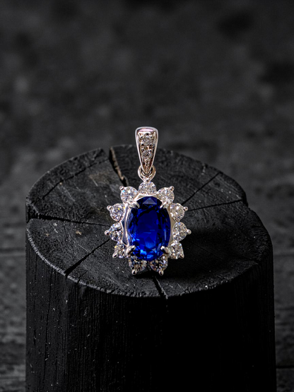 Kazuno 2.19cts. Made in JAPAN Natural No Heat Sri Lankan Royal Vivid Blue Sapphire Pendant (with PT900 and Natural Diamonds) - GIA Certified