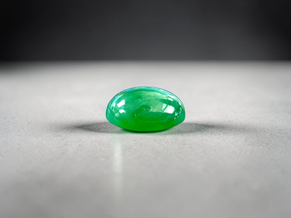 Certified MADE IN JAPAN 9.05 cts. Bright Apple Green Burmese A-Jadeite Oval Cabochon Loose Stone LS63