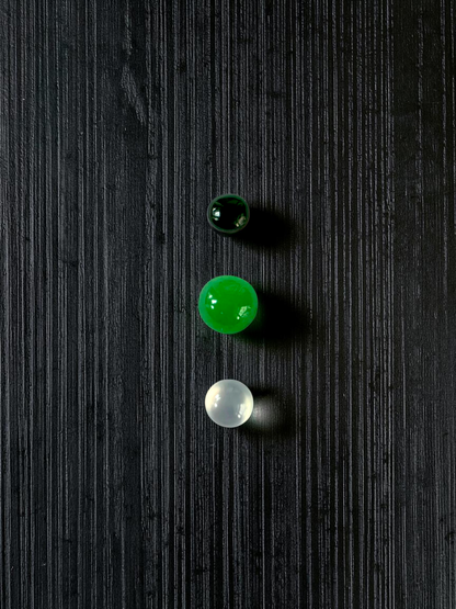 Certified 1.79 cts. Three Stone Burmese A-Jadeite Round Cabochon Calibrated Loose Stones Jewelry Set JS003