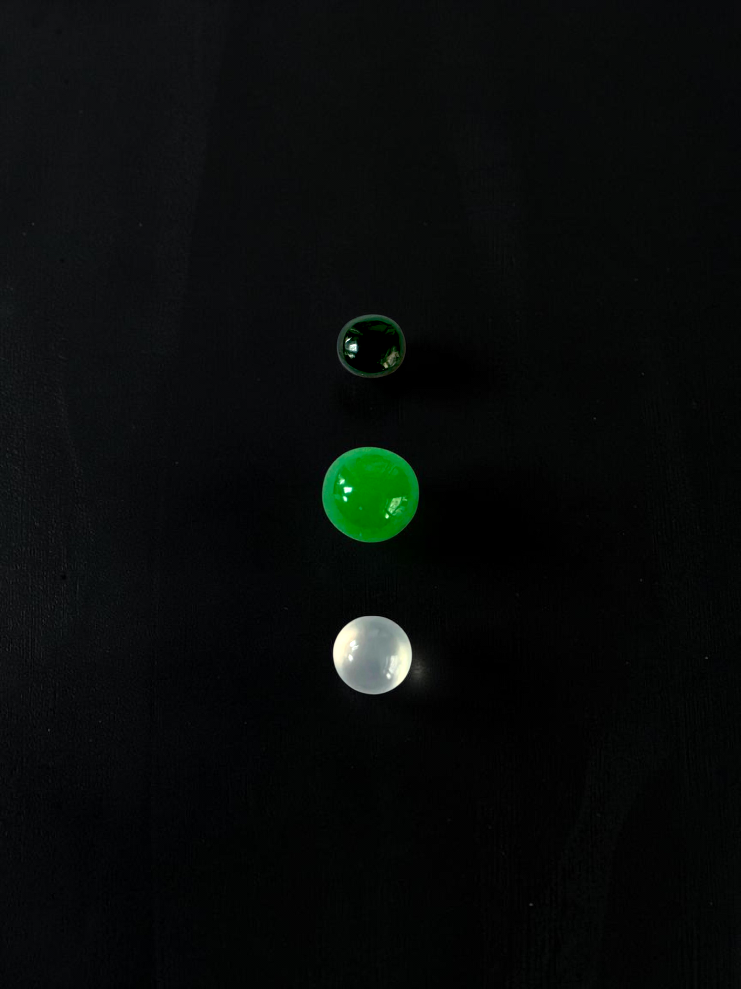 Certified 1.79 cts. Three Stone Burmese A-Jadeite Round Cabochon Calibrated Loose Stones Jewelry Set JS003