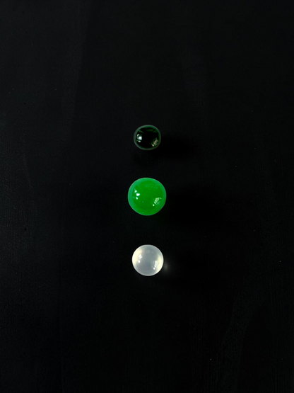 Certified 1.79 cts. Three Stone Burmese A-Jadeite Round Cabochon Calibrated Loose Stones Jewelry Set JS003