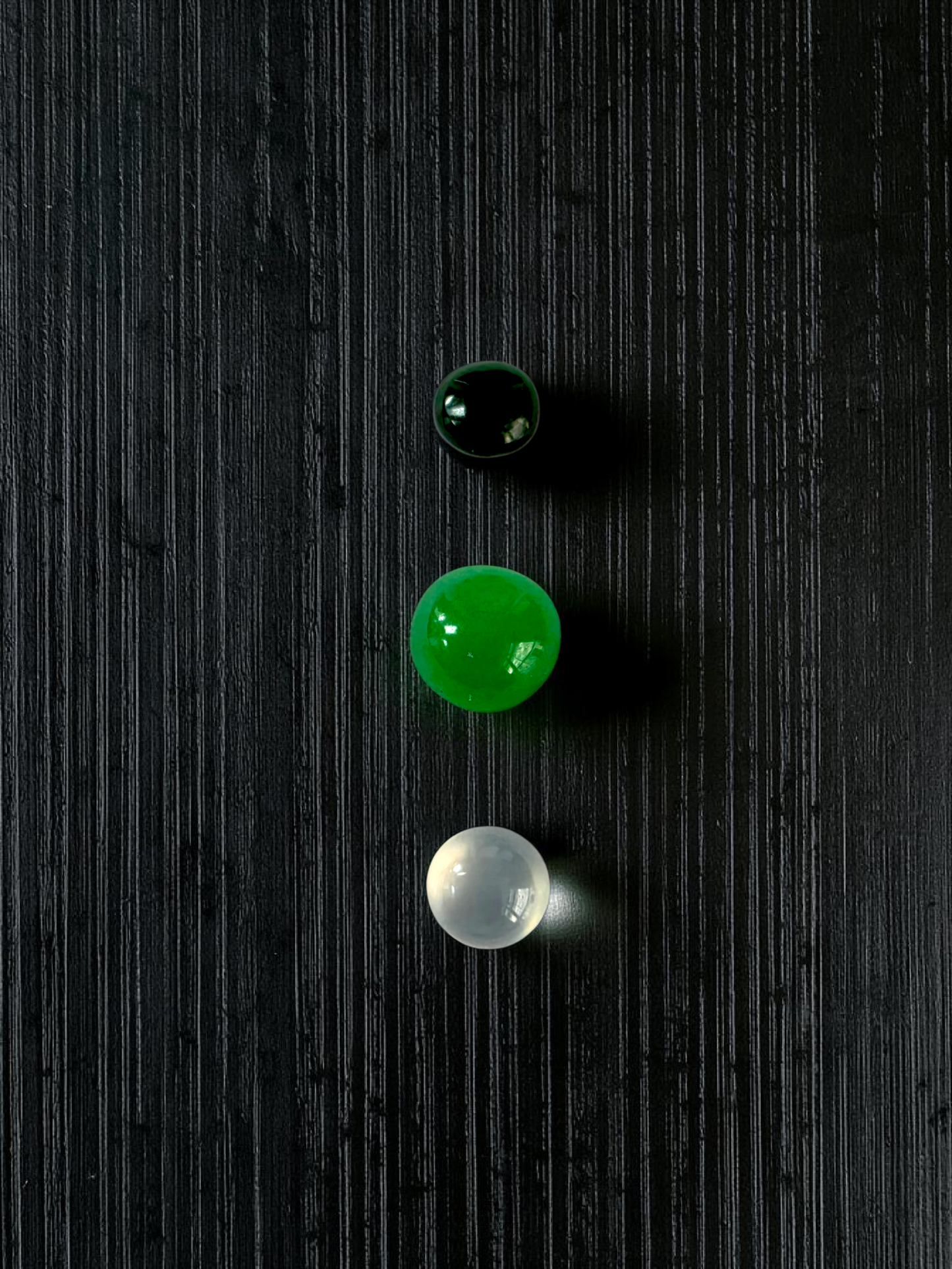 Certified 1.79 cts. Three Stone Burmese A-Jadeite Round Cabochon Calibrated Loose Stones Jewelry Set JS003