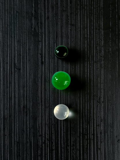 Certified 1.79 cts. Three Stone Burmese A-Jadeite Round Cabochon Calibrated Loose Stones Jewelry Set JS003