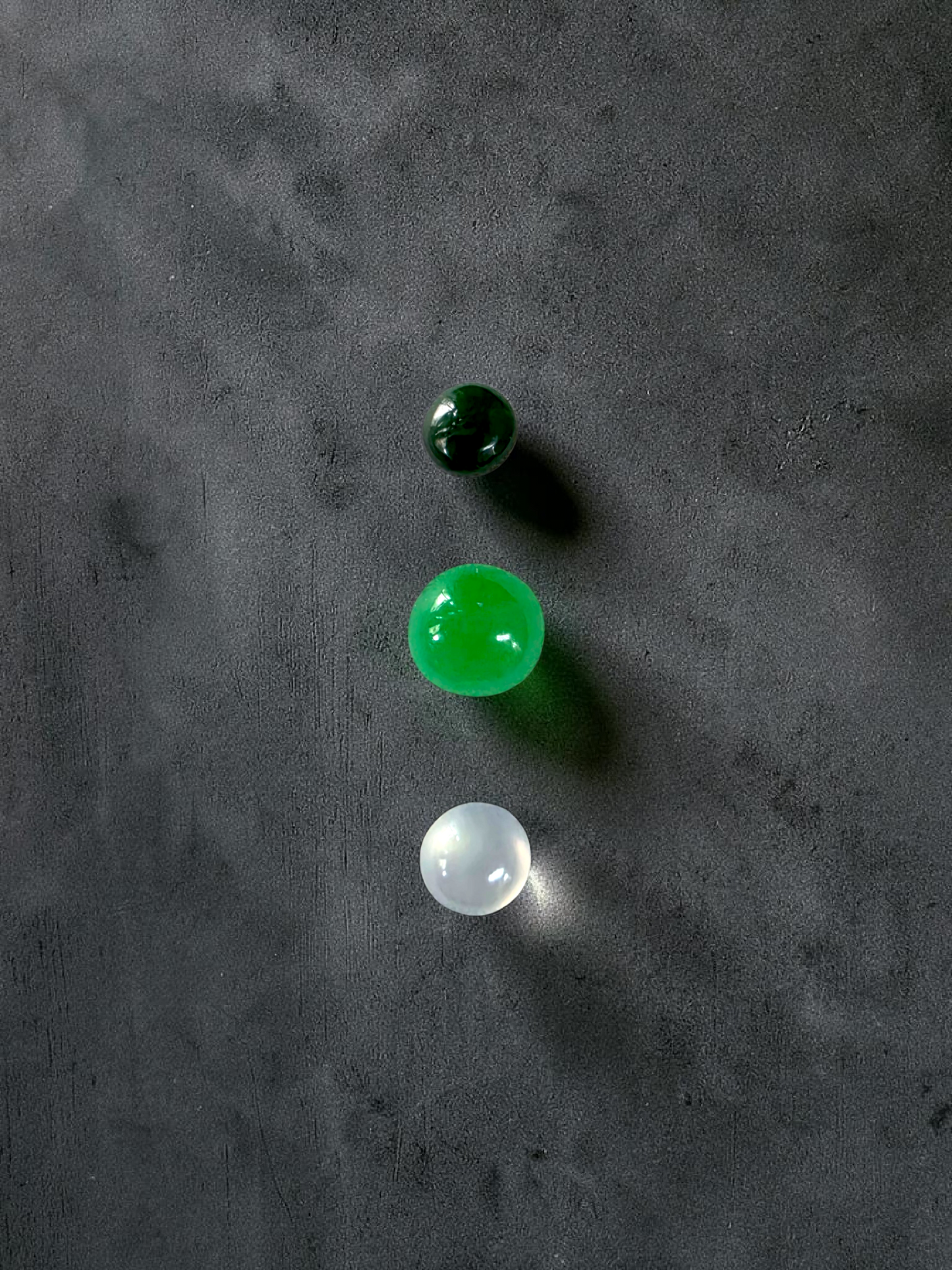Certified 1.79 cts. Three Stone Burmese A-Jadeite Round Cabochon Calibrated Loose Stones Jewelry Set JS003