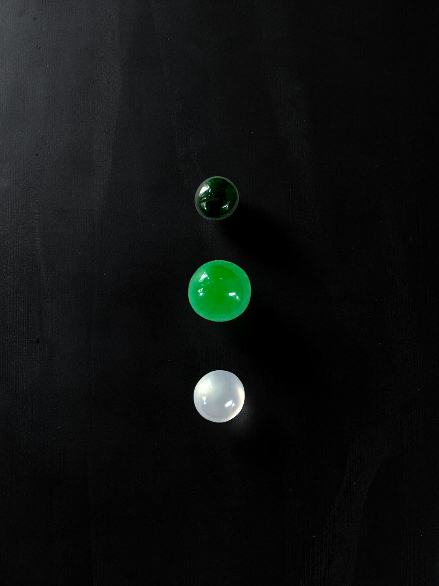 Certified 1.79 cts. Three Stone Burmese A-Jadeite Round Cabochon Calibrated Loose Stones Jewelry Set JS003