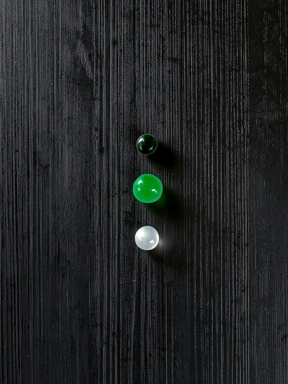 Certified 1.79 cts. Three Stone Burmese A-Jadeite Round Cabochon Calibrated Loose Stones Jewelry Set JS003