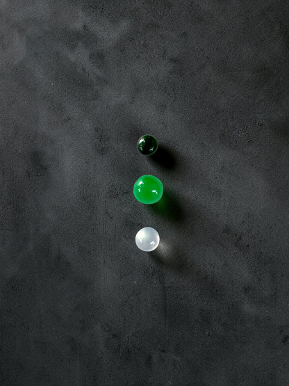 Certified 1.79 cts. Three Stone Burmese A-Jadeite Round Cabochon Calibrated Loose Stones Jewelry Set JS003