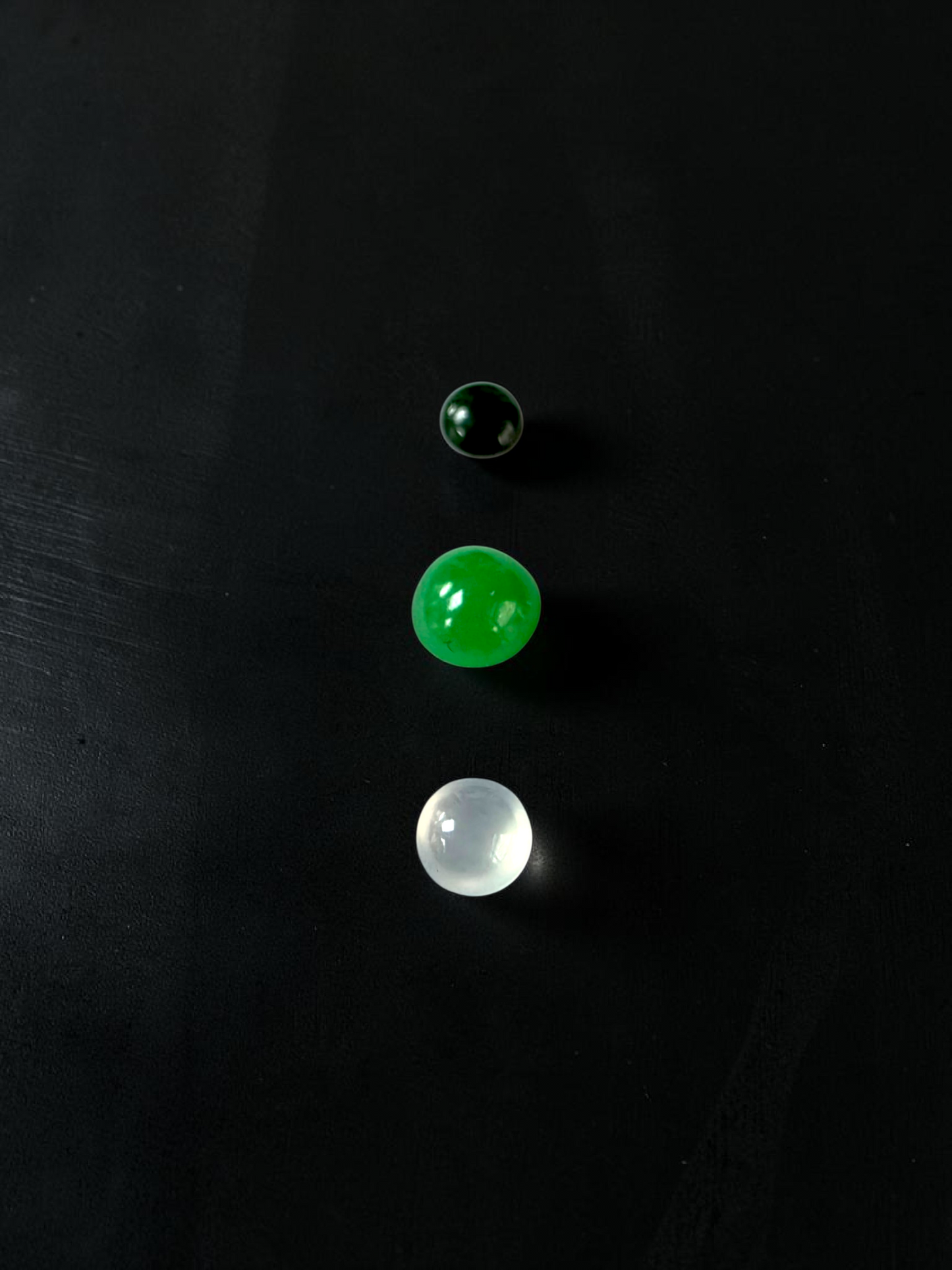 Certified 1.79 cts. Three Stone Burmese A-Jadeite Round Cabochon Calibrated Loose Stones Jewelry Set JS003
