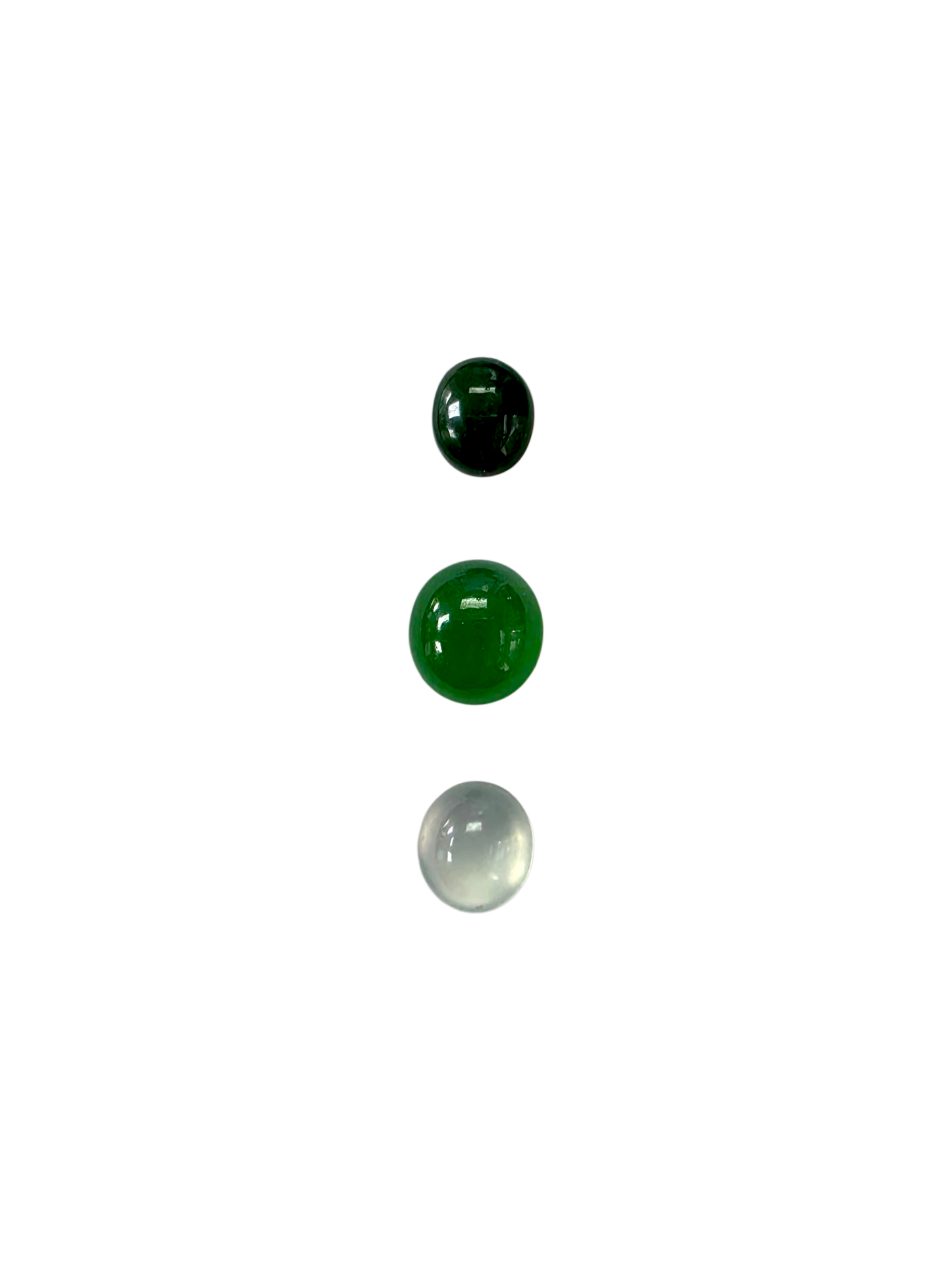 Certified 2.57 cts. Three Stone Burmese A-Jadeite Oval Cabochon Calibrated Loose Stones Jewelry Set JS004