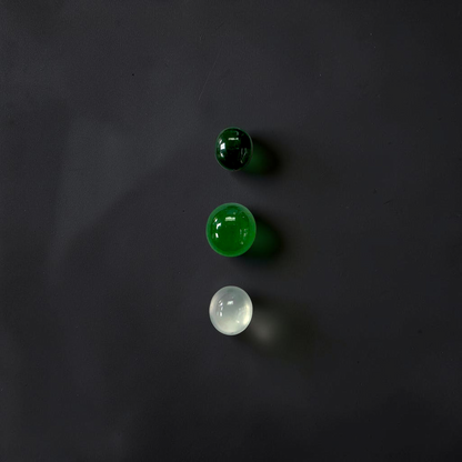 Certified 2.57 cts. Three Stone Burmese A-Jadeite Oval Cabochon Calibrated Loose Stones Jewelry Set JS004
