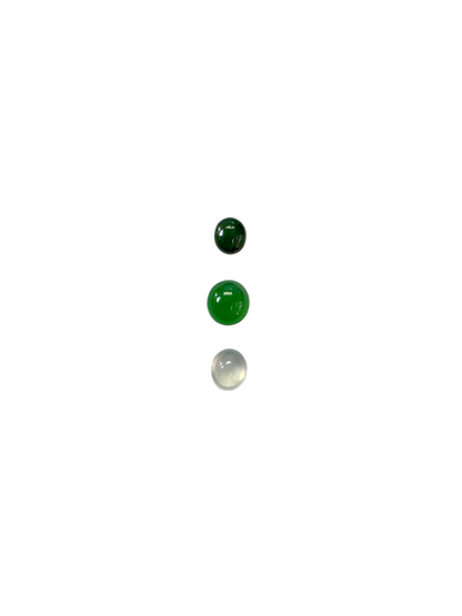 Certified 2.57 cts. Three Stone Burmese A-Jadeite Oval Cabochon Calibrated Loose Stones Jewelry Set JS004