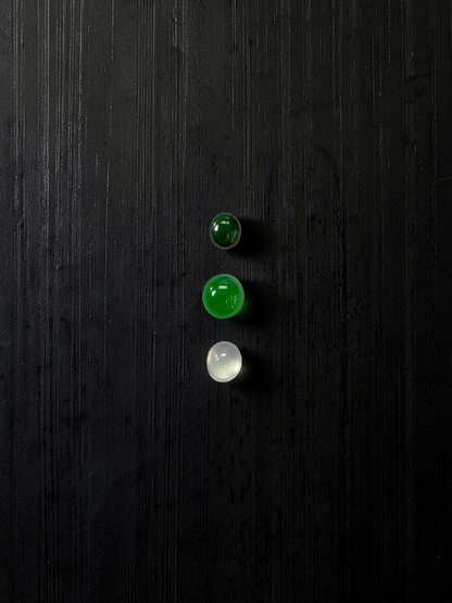 Certified 2.57 cts. Three Stone Burmese A-Jadeite Oval Cabochon Calibrated Loose Stones Jewelry Set JS004
