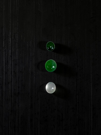 Certified 2.57 cts. Three Stone Burmese A-Jadeite Oval Cabochon Calibrated Loose Stones Jewelry Set JS004