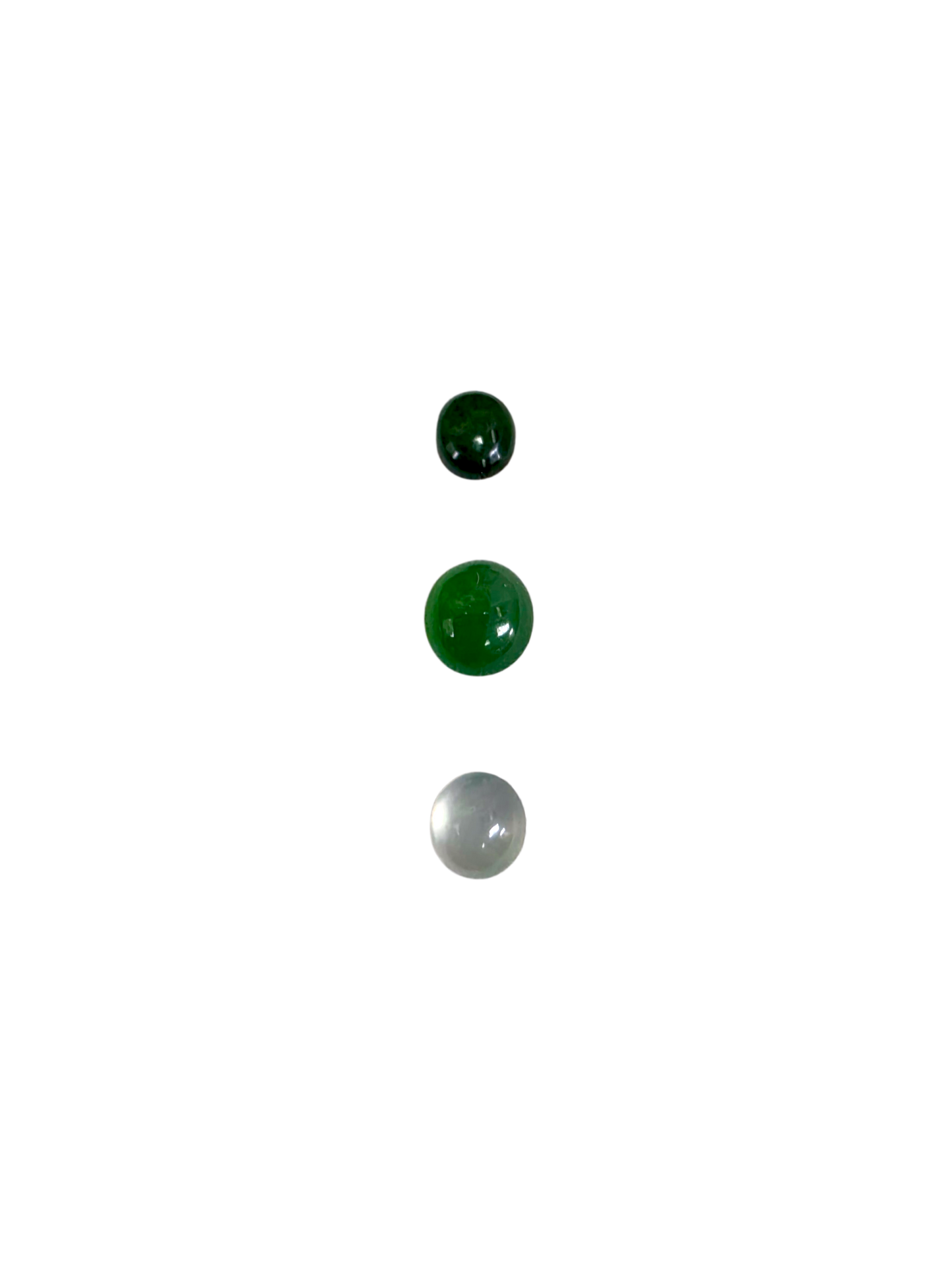 Certified 2.57 cts. Three Stone Burmese A-Jadeite Oval Cabochon Calibrated Loose Stones Jewelry Set JS004