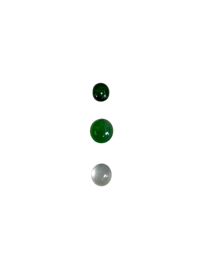 Certified 2.57 cts. Three Stone Burmese A-Jadeite Oval Cabochon Calibrated Loose Stones Jewelry Set JS004