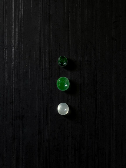 Certified 2.57 cts. Three Stone Burmese A-Jadeite Oval Cabochon Calibrated Loose Stones Jewelry Set JS004