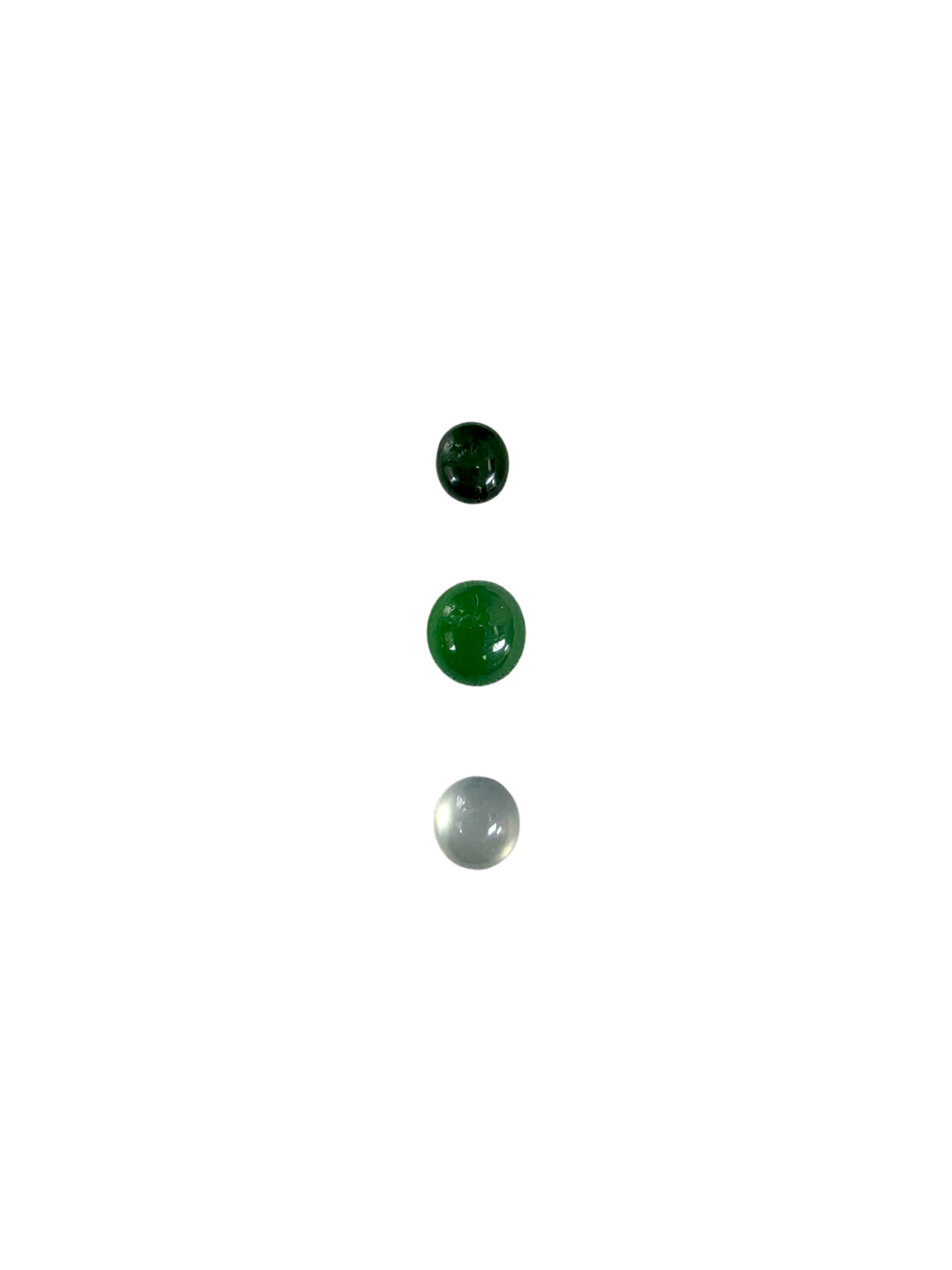 Certified 2.57 cts. Three Stone Burmese A-Jadeite Oval Cabochon Calibrated Loose Stones Jewelry Set JS004