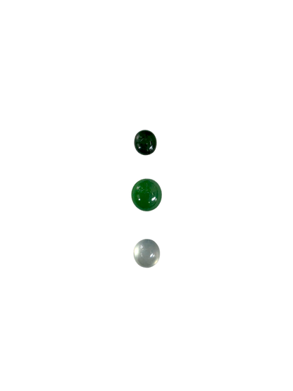 Certified 2.57 cts. Three Stone Burmese A-Jadeite Oval Cabochon Calibrated Loose Stones Jewelry Set JS004