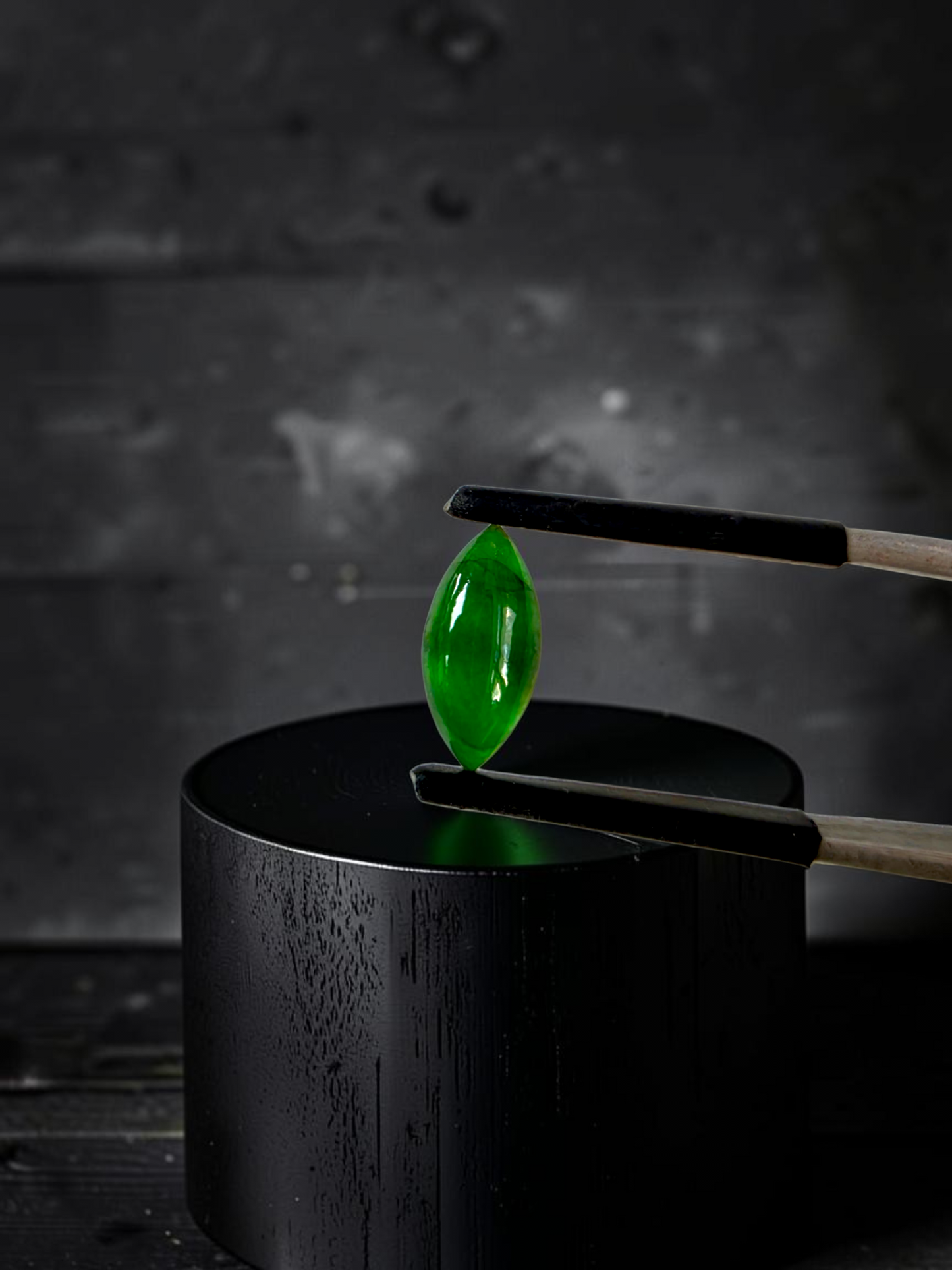 Certified MADE IN JAPAN 1.65 cts. Intense Imperial Apple Green Burmese A-Jadeite Marquise Cabochon Loose Stone LS64