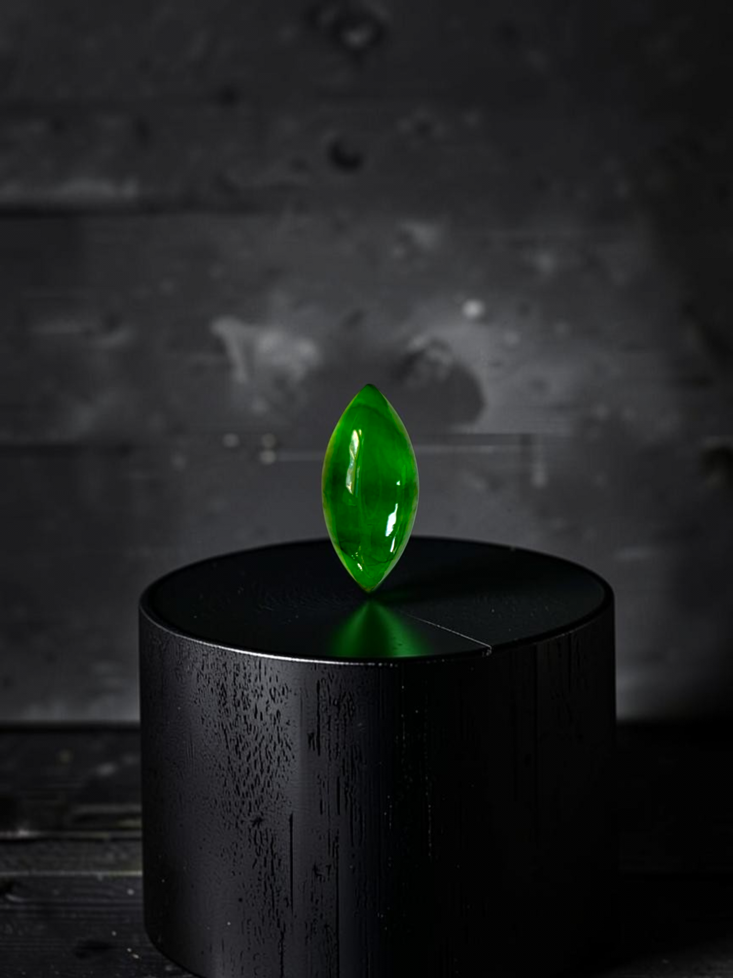 Certified MADE IN JAPAN 1.65 cts. Intense Imperial Apple Green Burmese A-Jadeite Marquise Cabochon Loose Stone LS64