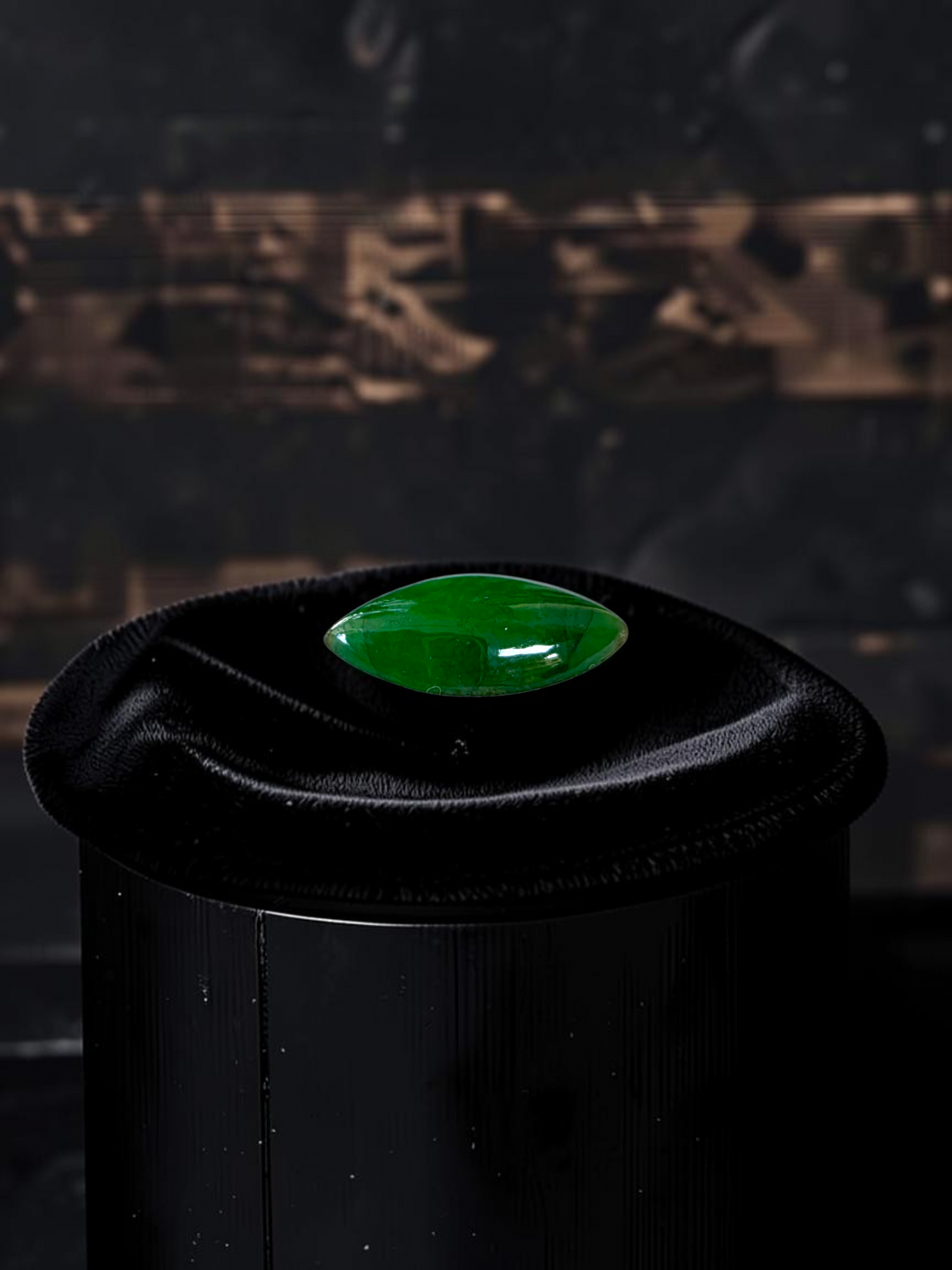 Certified MADE IN JAPAN 1.65 cts. Intense Imperial Apple Green Burmese A-Jadeite Marquise Cabochon Loose Stone LS64