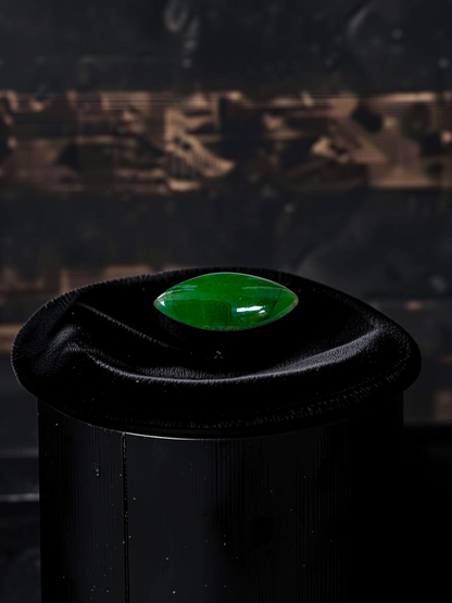Certified MADE IN JAPAN 1.65 cts. Intense Imperial Apple Green Burmese A-Jadeite Marquise Cabochon Loose Stone LS64
