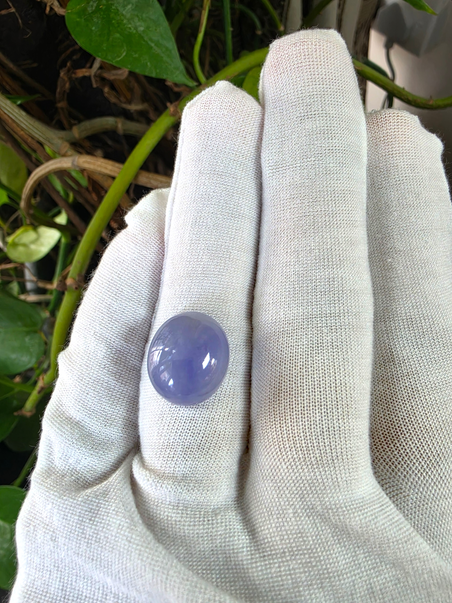 Certified MADE IN JAPAN 19.64 cts. Bright Lavender Burmese A-Jadeite Oval Cabochon Loose Stone LS65