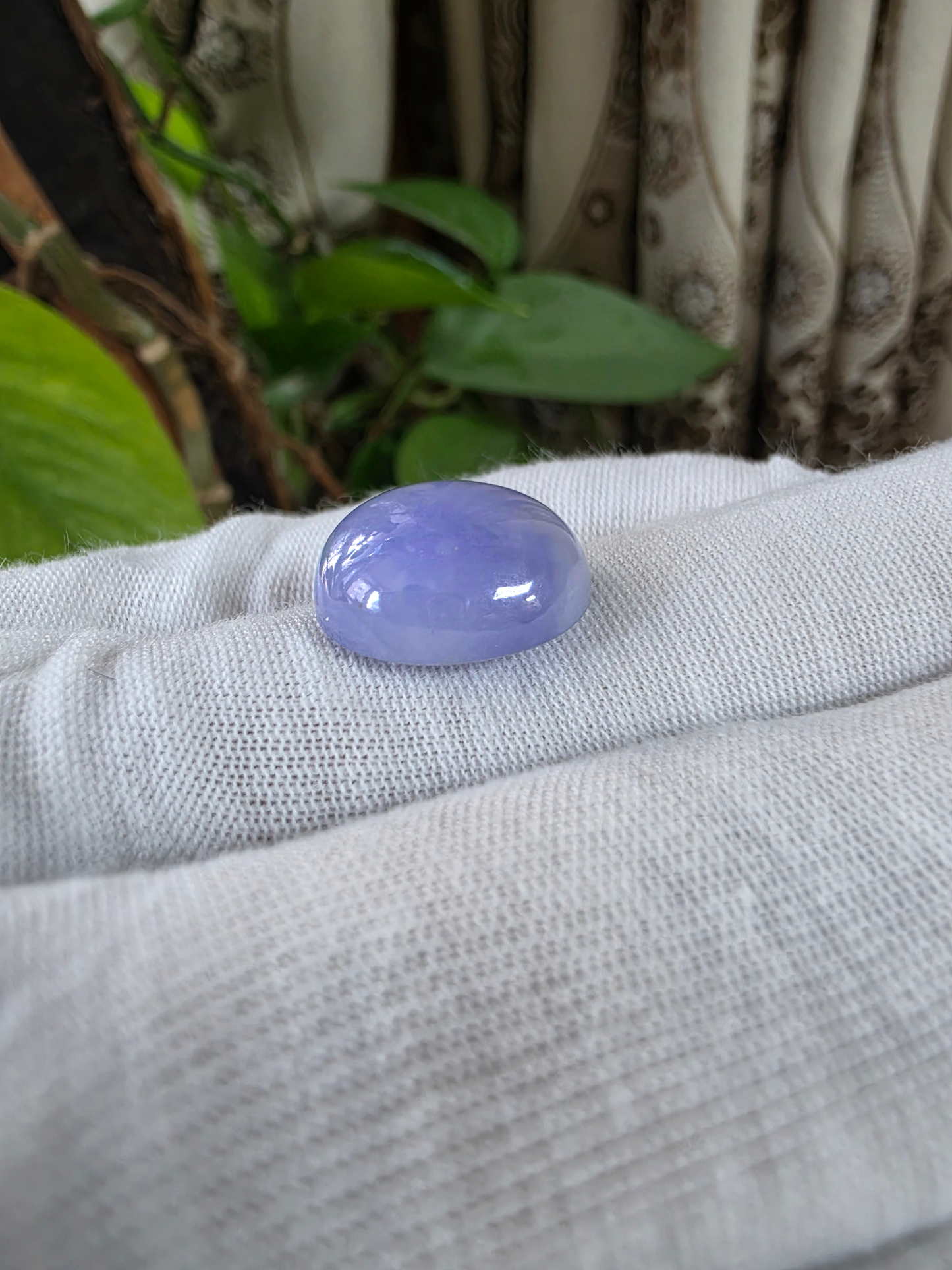 Certified MADE IN JAPAN 19.64 cts. Bright Lavender Burmese A-Jadeite Oval Cabochon Loose Stone LS65