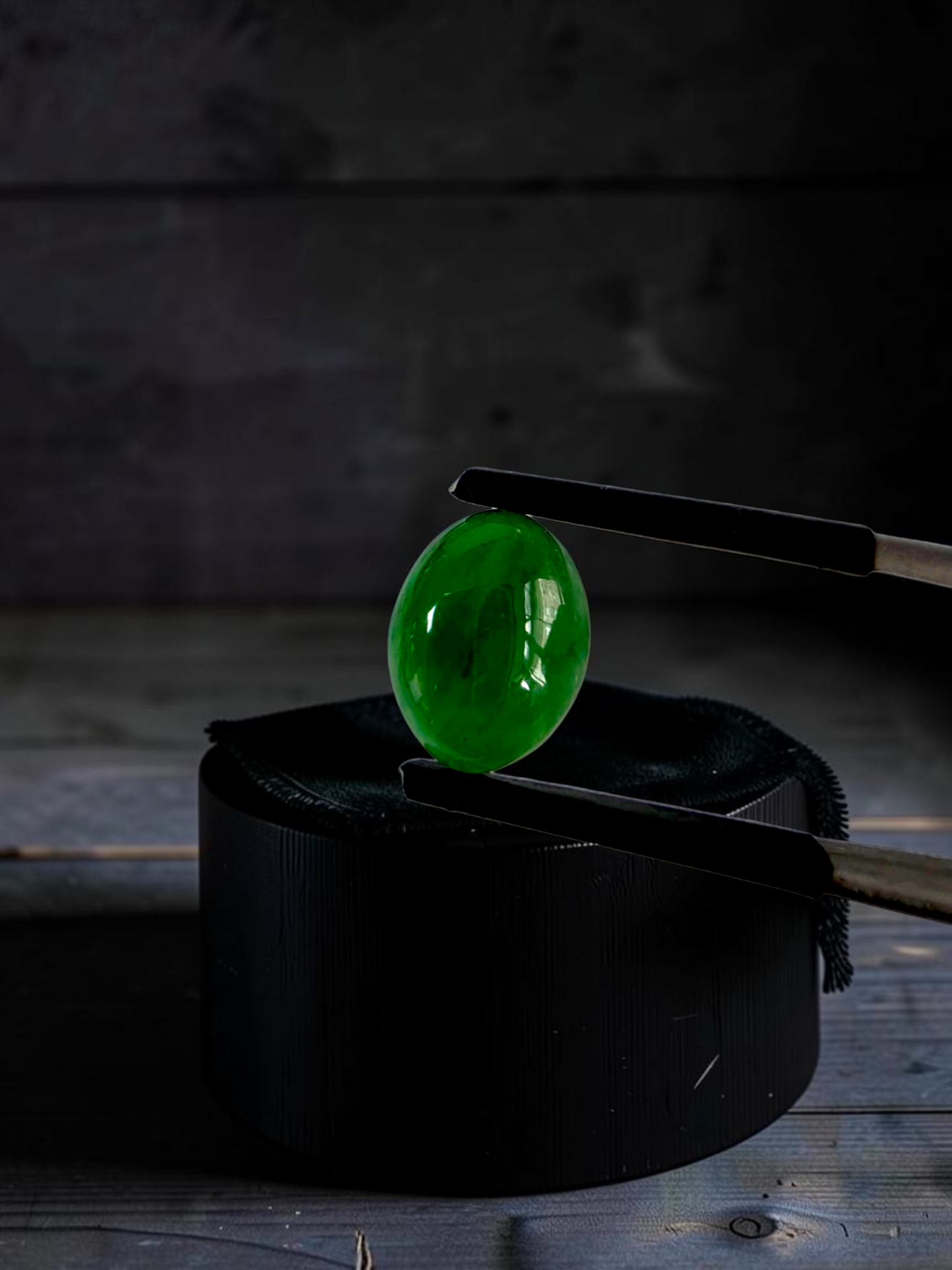 Certified MADE IN JAPAN 3.622 cts. Bright Intense Green Burmese A-Jadeite Oval Cabochon Loose Stone LS66