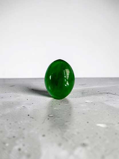 Certified MADE IN JAPAN 3.622 cts. Bright Intense Green Burmese A-Jadeite Oval Cabochon Loose Stone LS66