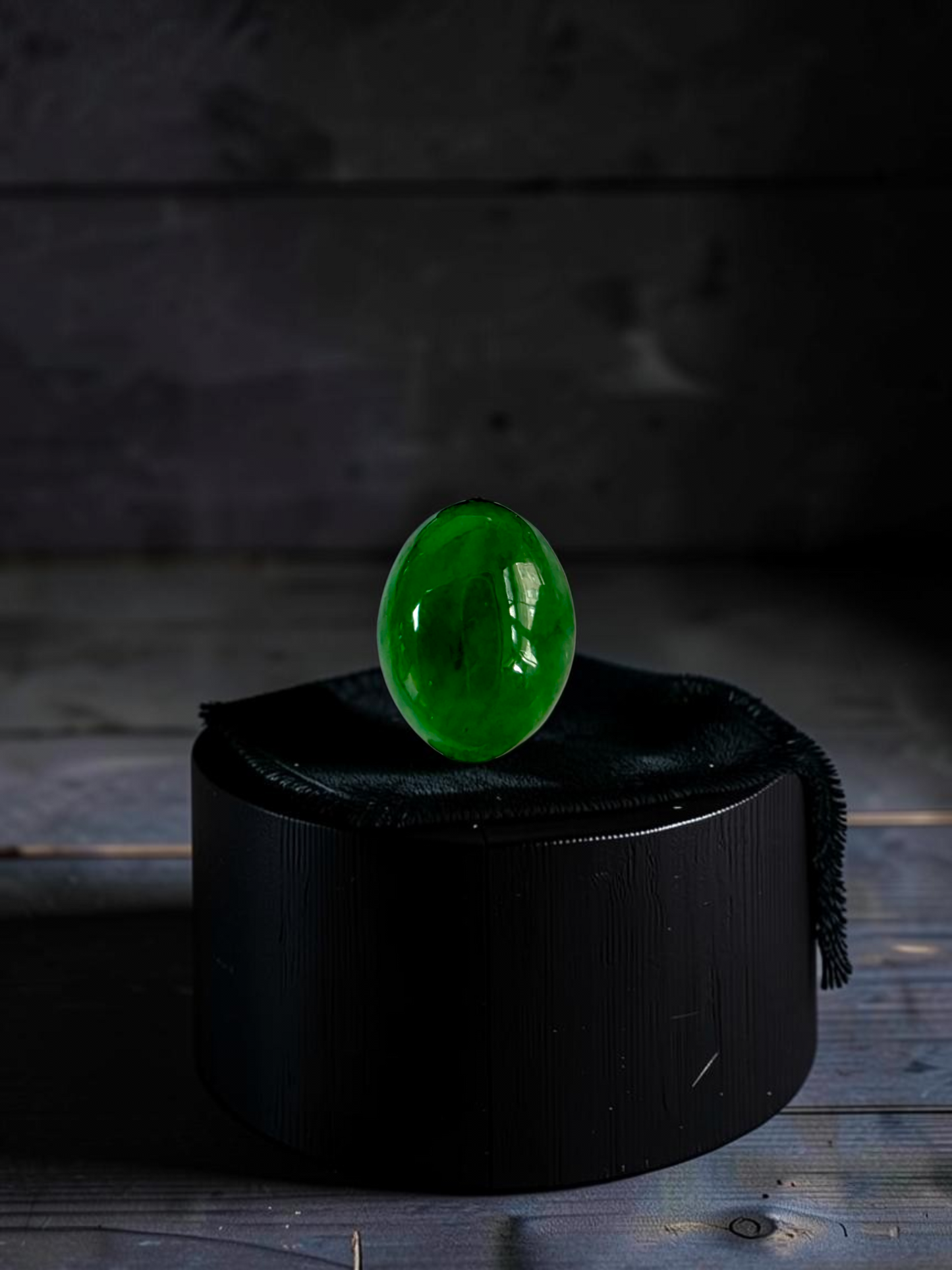 Certified MADE IN JAPAN 3.622 cts. Bright Intense Green Burmese A-Jadeite Oval Cabochon Loose Stone LS66