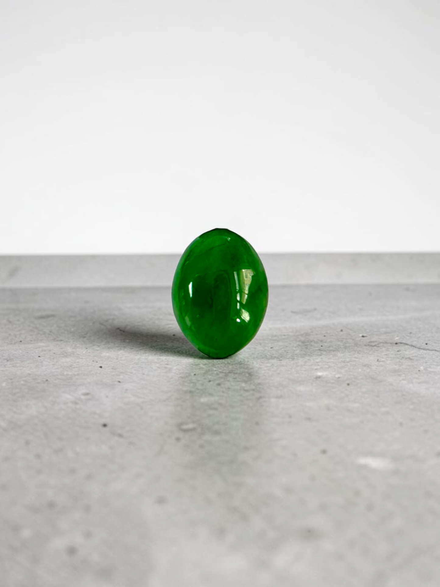 Certified MADE IN JAPAN 3.622 cts. Bright Intense Green Burmese A-Jadeite Oval Cabochon Loose Stone LS66