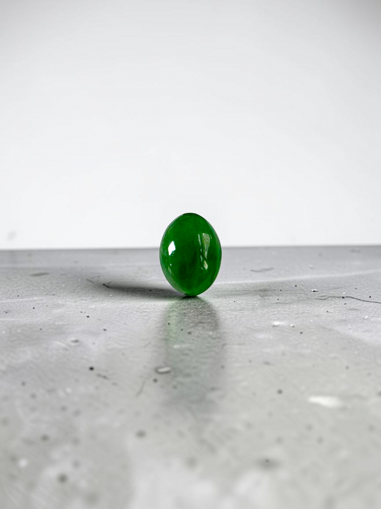Certified MADE IN JAPAN 3.622 cts. Bright Intense Green Burmese A-Jadeite Oval Cabochon Loose Stone LS66