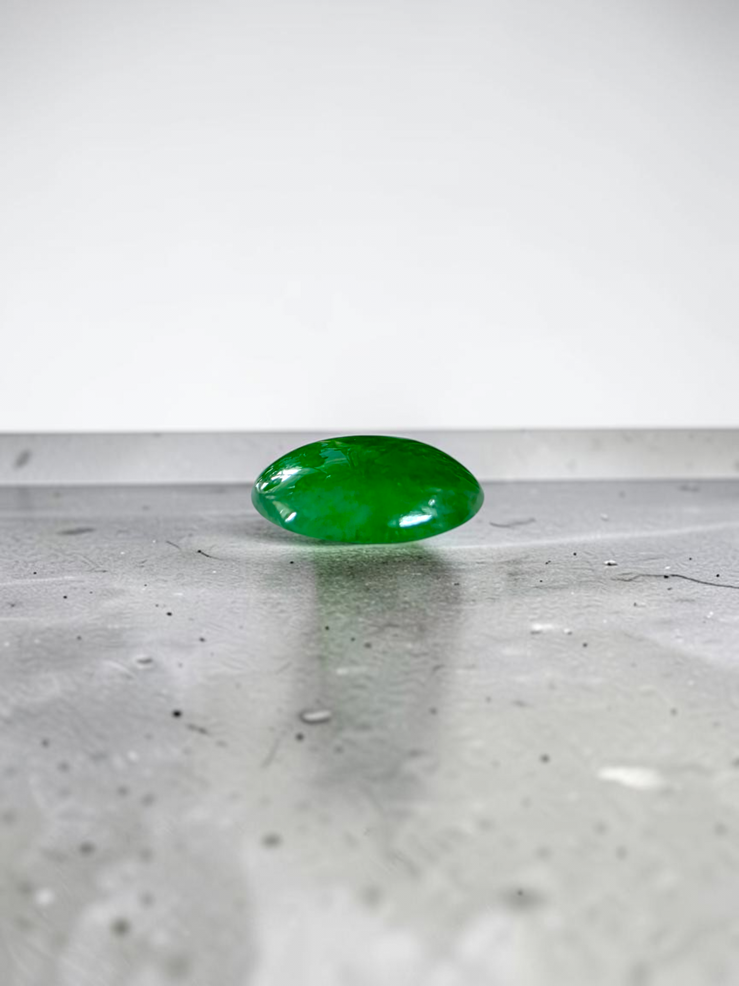 Certified MADE IN JAPAN 3.622 cts. Bright Intense Green Burmese A-Jadeite Oval Cabochon Loose Stone LS66